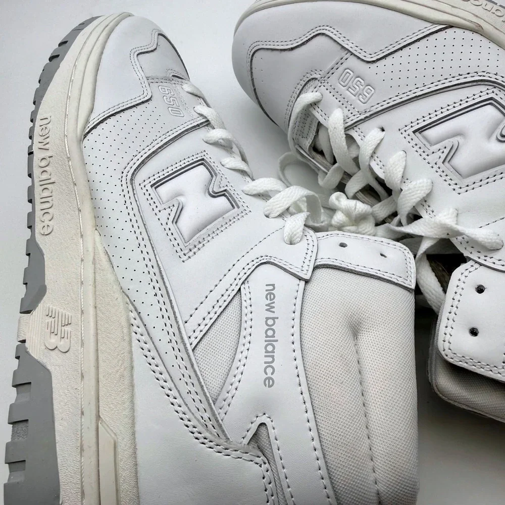 New Balance 650R high top sneakers triple white Leather BB650RWW Mens 13 NEW